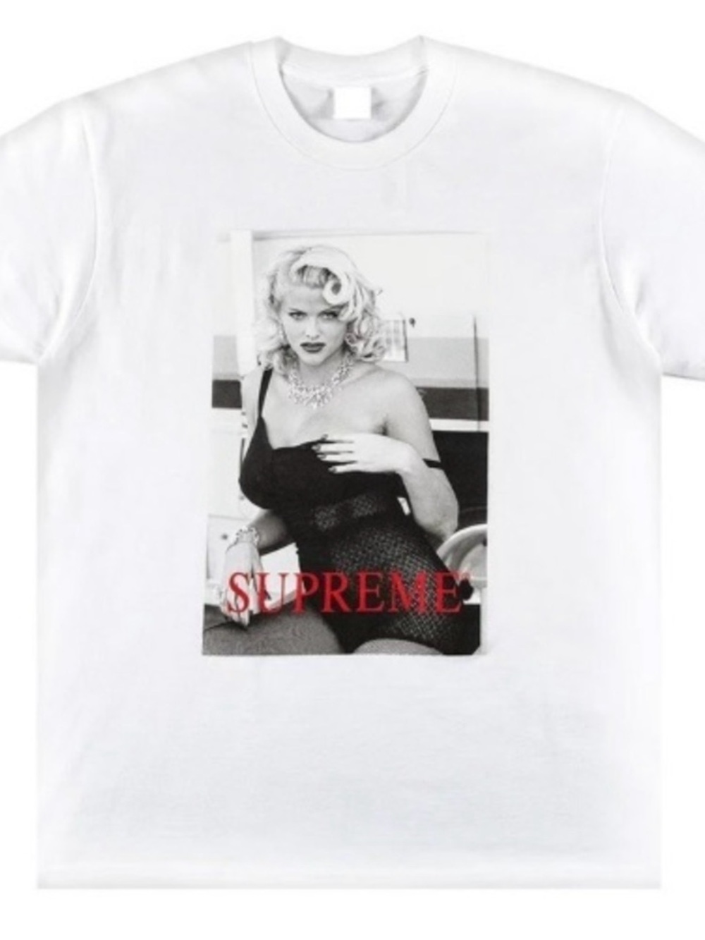Supreme White Tee with Black & Red Marilyn Graphic